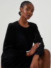 FatFace Black Annie Velvet Dress - Image 4 of 6
