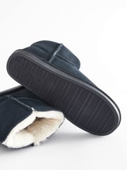 Navy Blue Faux Fur Lined Suede Slipper Boots - Image 5 of 7