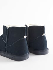 Navy Blue Faux Fur Lined Suede Slipper Boots - Image 7 of 7