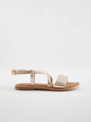 Gold Leather Sandals - Image 2 of 5