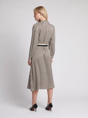 U.S. Polo Assn. Brown Womens Striped Trim Print Midi Dress - Image 2 of 7