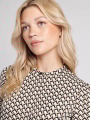 U.S. Polo Assn. Brown Womens Striped Trim Print Midi Dress - Image 3 of 7