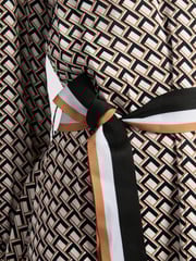 U.S. Polo Assn. Brown Womens Striped Trim Print Midi Dress - Image 5 of 7