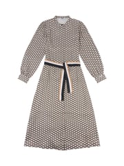 U.S. Polo Assn. Brown Womens Striped Trim Print Midi Dress - Image 6 of 7