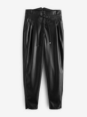 Urban Code Black High Waisted Faux Leather Paperbag Trousers - Image 1 of 1