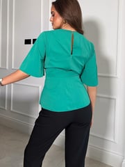 Girl In Mind Green Brooke Wrap Tie Detail Top - Image 2 of 4