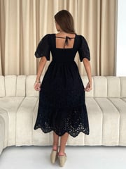 Girl In Mind Black Aspen Broderie Tiered Midaxi Dress - Image 3 of 4