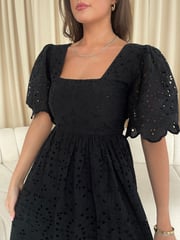 Girl In Mind Black Aspen Broderie Tiered Midaxi Dress - Image 4 of 4