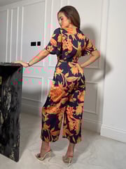 Girl In Mind Blue Trixie Angel Sleeve Culotte Jumpsuit - Image 4 of 4