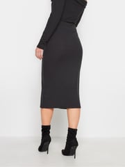 PixieGirl Petite Black Ribbed Button Skirt - Image 2 of 3