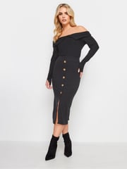 PixieGirl Petite Black Ribbed Button Skirt - Image 3 of 3