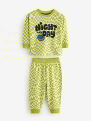 Black/Green/ Citrine Yello Checkerboard 3 Pack Oversized Pyjamas (9mths-10yrs) - Image 6 of 12