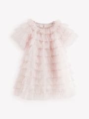 Shell Pink Sparkle Ruffle Mesh Dress (3mths-8yrs) - Image 4 of 6