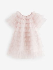 Shell Pink Sparkle Ruffle Mesh Dress (3mths-8yrs) - Image 5 of 6