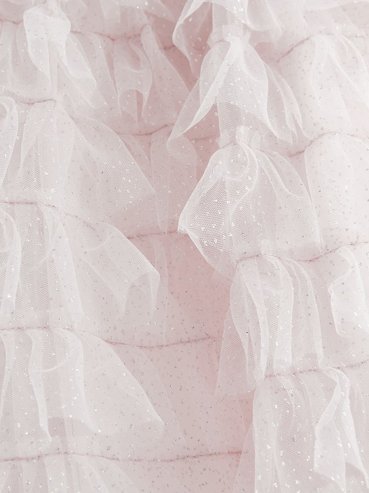 Shell Pink Sparkle Ruffle Mesh Dress (3mths-8yrs) - Image 6 of 6