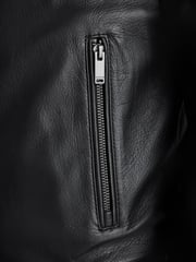 Black Signature Leather Bomber Jacket - Image 8 of 8