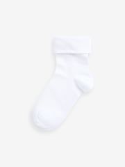White 5 Pack Cotton Rich Roll Top Ankle School Socks - Image 2 of 2