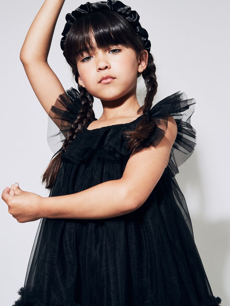 Black Mesh Party Dress (3-16yrs) - Image 2 of 8