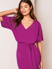 Lipsy Pink Twist Side Round Neck Midi Dress - Image 3 of 4