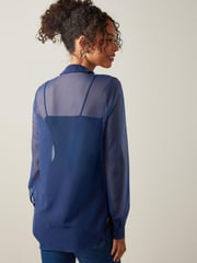 Marineblau/blau - Langärmeliges, transparentes Hemd mit Print - Bild 2 von 5
