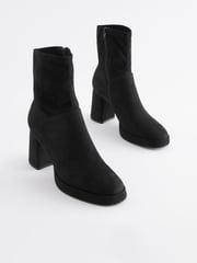 Black Forever Comfort® Platform Sock Ankle Boots - Image 3 of 7