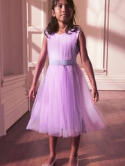 Lilac Purple Mesh Tie Back Party Dress (3-16yrs) - Image 1 of 3