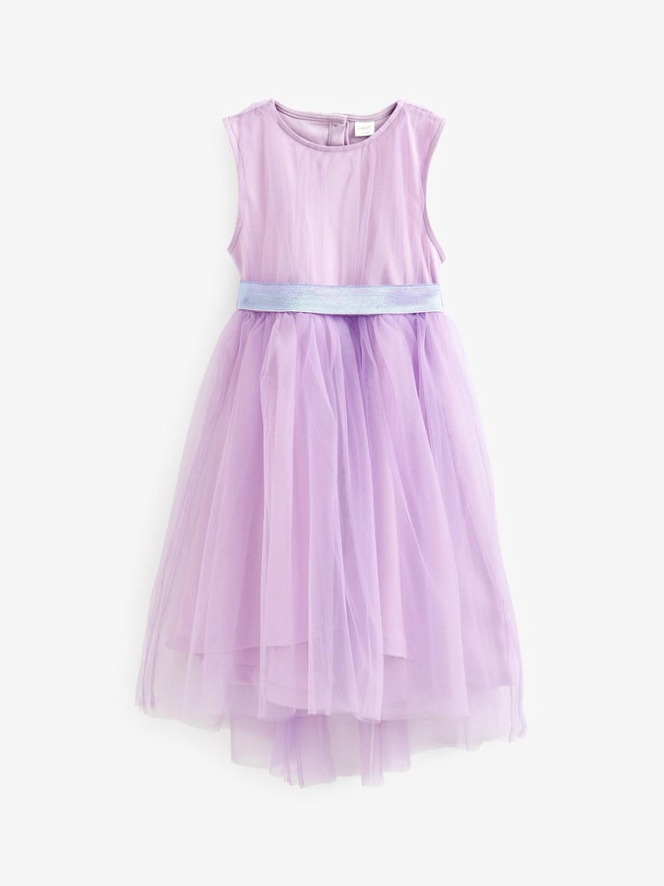 Lilac Purple Mesh Tie Back Party Dress (3-16yrs) - Image 2 of 3