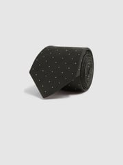 Reiss Dark Green Liam Polka Dot Silk Tie - Image 3 of 5