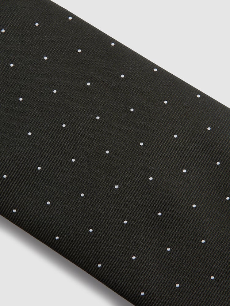 Reiss Dark Green Liam Polka Dot Silk Tie - Image 5 of 5