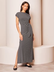 Lipsy Black Short Sleeve Tie Side Maxi Dress - Image 1 of 4