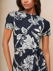 Lipsy Navy Blue Floral Short Sleeve Tie Side Maxi Dress - Image 4 of 4