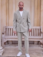 Cement Grey Relaxed Fit Motionflex Stretch Suit Trousers - Image 1 of 7