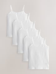 White 5 Pack Lace Trim Cami Vest (1.5-16yrs) - Image 1 of 4