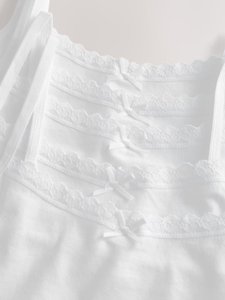 White 5 Pack Lace Trim Cami Vest (1.5-16yrs) - Image 4 of 4