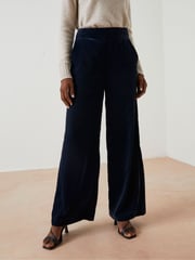 FatFace Blue Wide Leg Velvet Trousers - Image 1 of 5