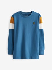 Ochre Yellow/Cream 100% Cotton Long Sleeve Colourblock T-Shirts 3 Pack (3-16yrs) - Image 3 of 6