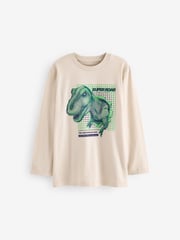 Blue Dino Graphic 100% Cotton Long Sleeve T-Shirts 3 Pack (3-16yrs) - Image 3 of 6