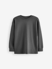 Khaki Green/ Charcoal/ White Long Sleeve Textured T-Shirts 3 Pack (3-16yrs) - Image 4 of 6