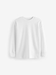 Khaki Green/ Charcoal/ White Long Sleeve Textured T-Shirts 3 Pack (3-16yrs) - Image 5 of 6
