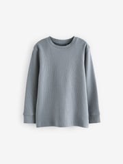 Grey/ Mauve/ Blue Textured Long Sleeve T-Shirts 3 Pack (3-16yrs) - Image 2 of 6