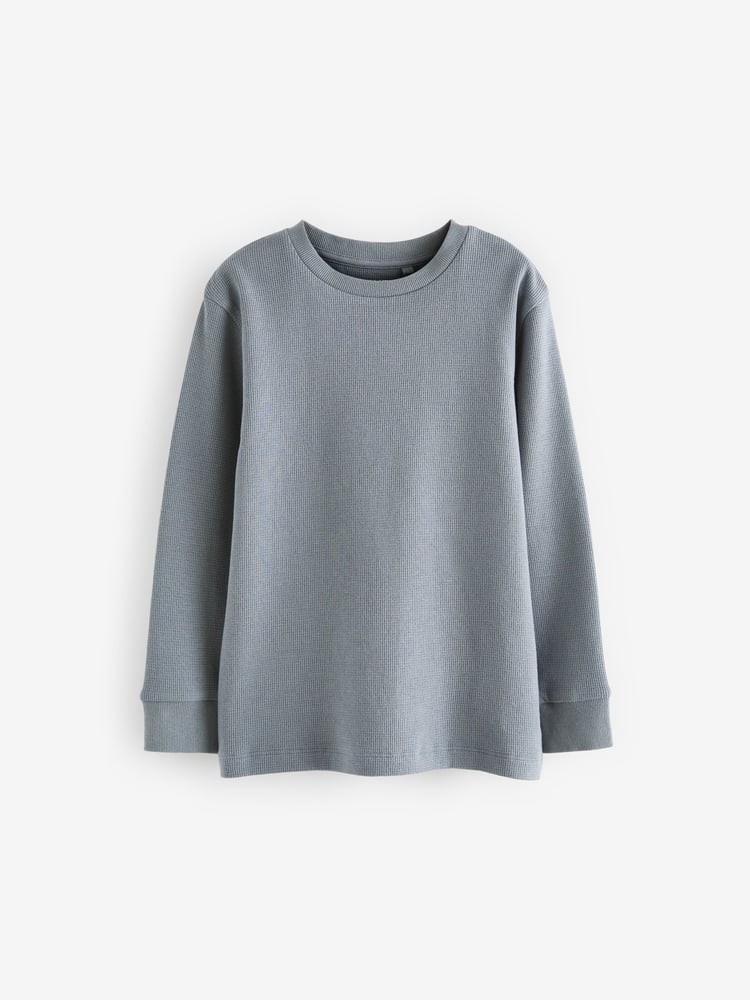 Grey/ Mauve/ Blue Textured Long Sleeve T-Shirts 3 Pack (3-16yrs) - Image 2 of 6