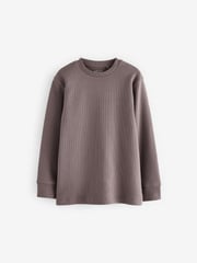 Grey/ Mauve/ Blue Textured Long Sleeve T-Shirts 3 Pack (3-16yrs) - Image 4 of 6