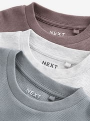 Grey/ Mauve/ Blue Textured Long Sleeve T-Shirts 3 Pack (3-16yrs) - Image 6 of 6