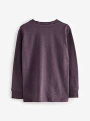 Purple/Blue/Cream/Stone Long Sleeve Cosy T-Shirts 4 Pack (3-16yrs) - Image 2 of 8