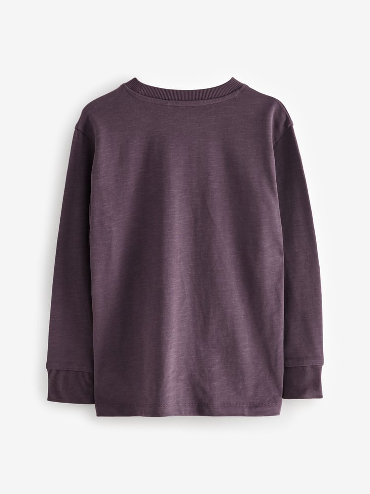 Purple/Blue/Cream/Stone Long Sleeve Cosy T-Shirts 4 Pack (3-16yrs) - Image 2 of 8