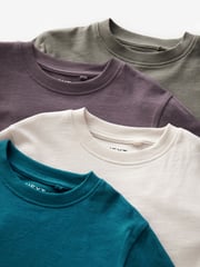 Purple/Blue/Cream/Stone Long Sleeve Cosy T-Shirts 4 Pack (3-16yrs) - Image 7 of 8