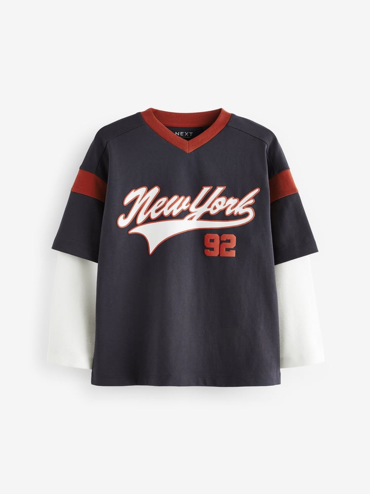 Red/Blue/White Varsity Graphic Long Sleeve T-Shirts 3 Pack (3-16yrs) - Image 2 of 6