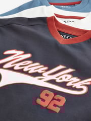 Red/Blue/White Varsity Graphic Long Sleeve T-Shirts 3 Pack (3-16yrs) - Image 6 of 6