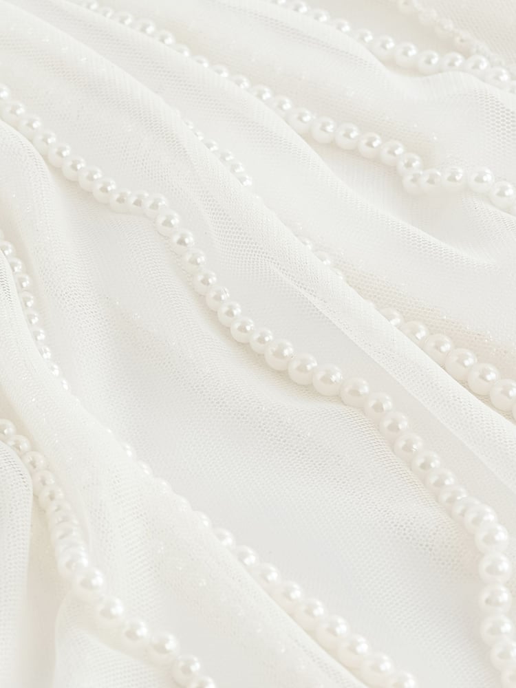 Ivory Cream Pearl Sheer Cape Cover-Up - Image 5 of 5