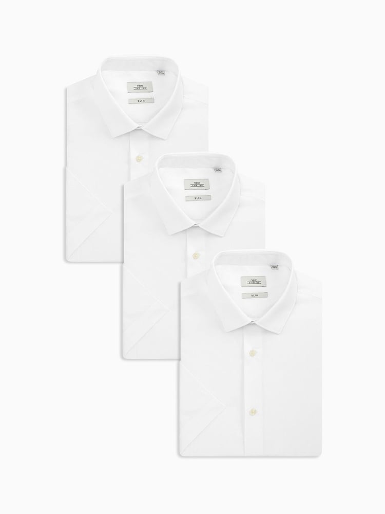 White Easy Care Single Cuff Shirts 3 Pack - Image 1 of 5